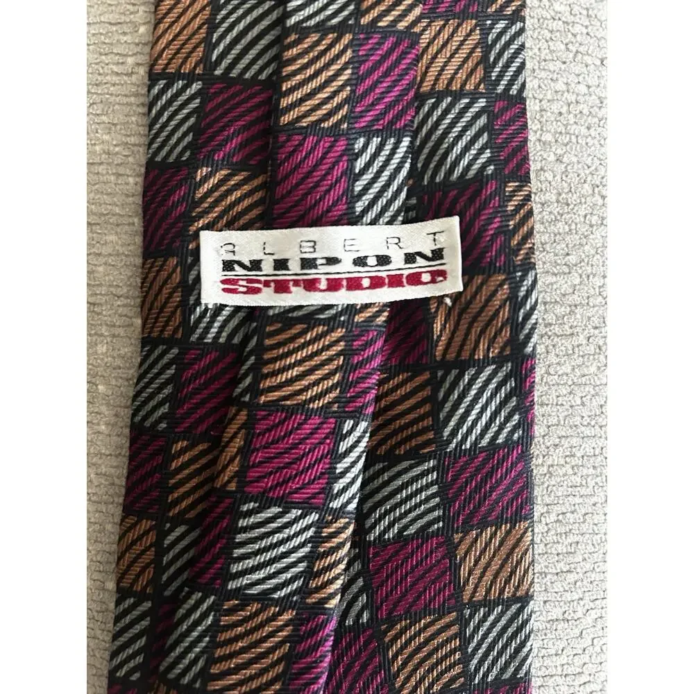 Albert Nipon Plaid Silk Checked Tie